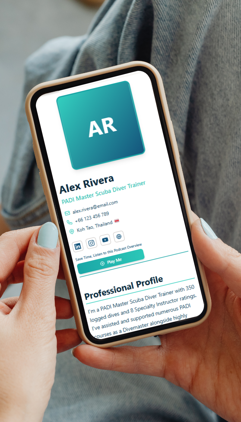 One Page Dynamic CV Mobile Example